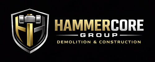 HammerCore Group logo design Center Black Back 500x200