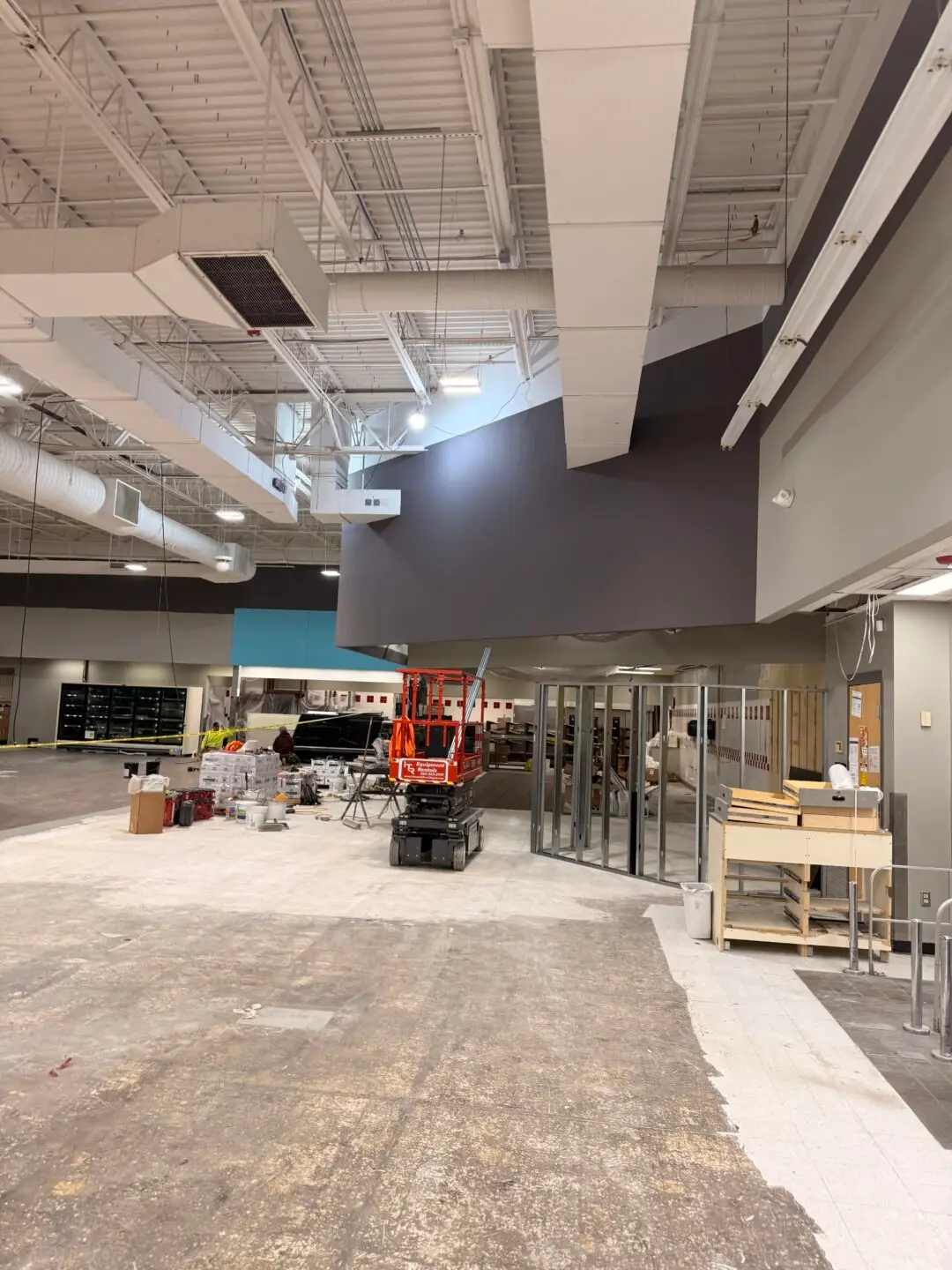 Commercial interior remodeling project in progress, structural rebuild and construction by HammerCore Group.