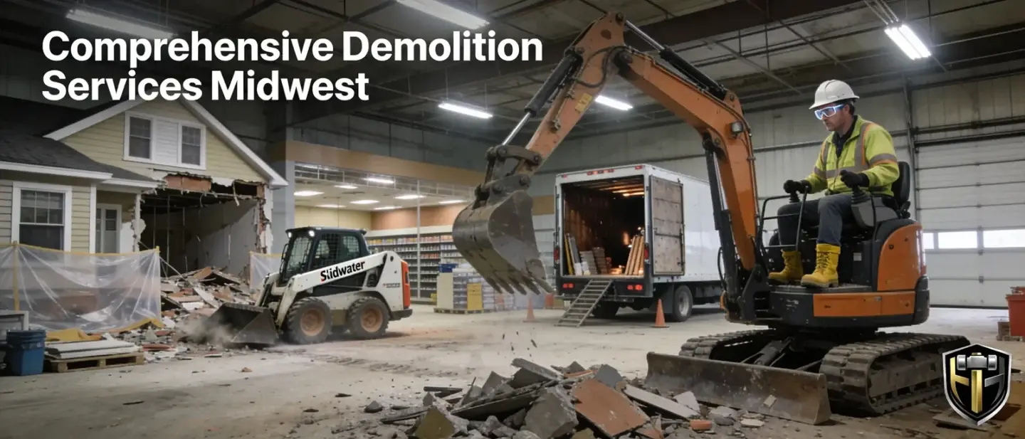Demolition ranges from full structure removal to precise selective removal that protects surrounding areas